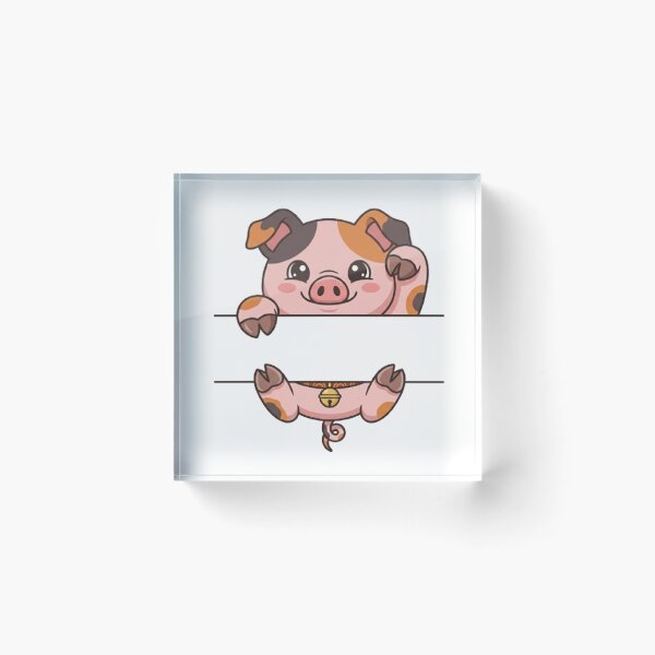 Item preview, Cute Calico Pig Peeking - Lucky Piggy Monogram designed and sold by PetalsPaws.