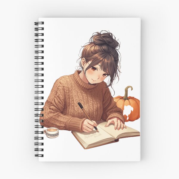 Item preview, Cozy Autumn Girl Writing - Aesthetic Fall Watercolor Art designed and sold by CreativeOlga.