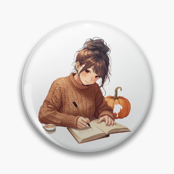 Item preview, Cozy Autumn Girl Writing - Aesthetic Fall Watercolor Art designed and sold by CreativeOlga.