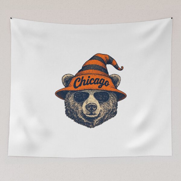 Item preview, Cool Chicago Bear Sunglasses Striped Hat Vintage Graphic designed and sold by PunPals-Art.
