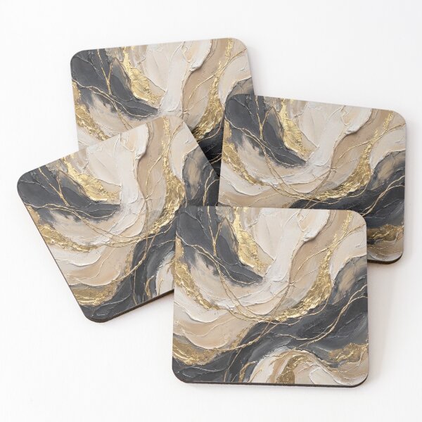 Item preview, Sands of Ophir - Warm Earth Tone & Gold Leaf Abstract Impasto Art designed and sold by NUNNO Studio.