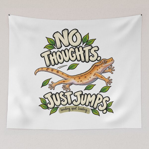 Item preview, No Thoughts Just Jumps – Crested Gecko designed and sold by threadandfangs.
