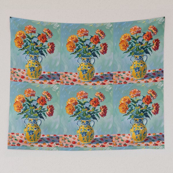 Item preview, Vibrant Floral Bouquet in Yellow Ceramic Vase - Oil Painting Art designed and sold by AOCollections.