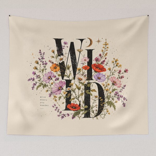 Item preview, Grow Where You Wander Wildflower Botanical Boho Art designed and sold by MetaModel Editions.