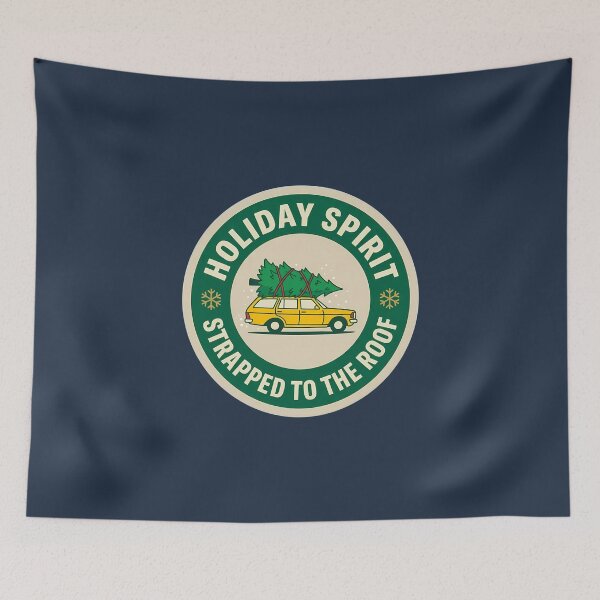 Item preview, Holiday Spirit Strapped To Roof Car Badge designed and sold by DripCultureLab.