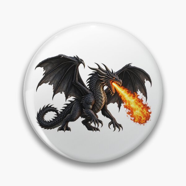 Item preview, This is a design of a black dragon breathing fire. designed and sold by RBBeachDesigns.
