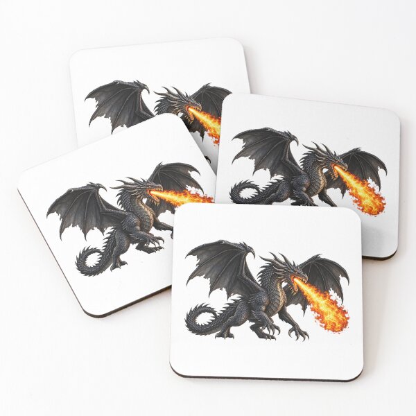 Item preview, This is a design of a black dragon breathing fire. designed and sold by RBBeachDesigns.