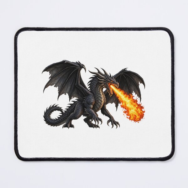 Item preview, This is a design of a black dragon breathing fire. designed and sold by RBBeachDesigns.