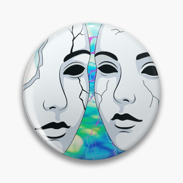Item preview, Broken Masks – Glitch Aesthetic Cracked Face Art designed and sold by GoldenSparkleShop.