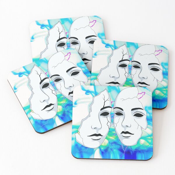 Item preview, Broken Masks – Glitch Aesthetic Cracked Face Art designed and sold by GoldenSparkleShop.
