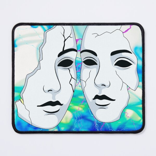 Item preview, Broken Masks – Glitch Aesthetic Cracked Face Art designed and sold by GoldenSparkleShop.