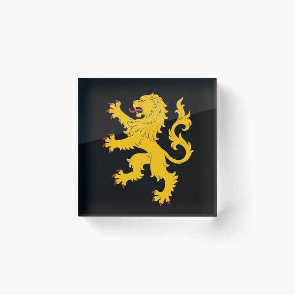 Artikelvorschau, Goldener, aufgerichteter Löwe – Mittelalterliches heraldisches Löwenemblem entworfen und verkauft von Fradikal.