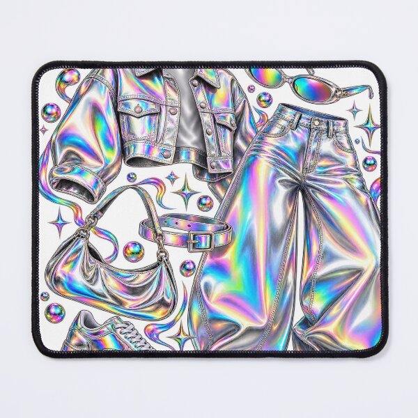Item preview, Barrel Denim Edit - Chrome Rainbow Current Fashion Collage designed and sold by The198X.