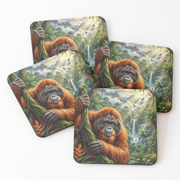 Item preview, Gentle Orangutan Gazing Out from a Dense Rainforest designed and sold by Lucid Dream Pixel.