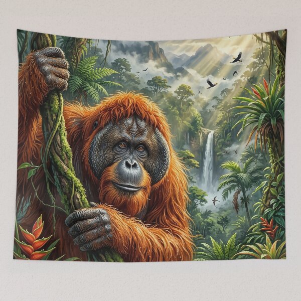 Item preview, Gentle Orangutan Gazing Out from a Dense Rainforest designed and sold by Lucid Dream Pixel.
