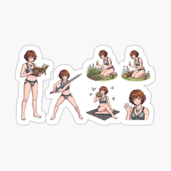 Item preview, Anime Knight Girl Fantasy Armor Sticker Sheet designed and sold by H2Anime.