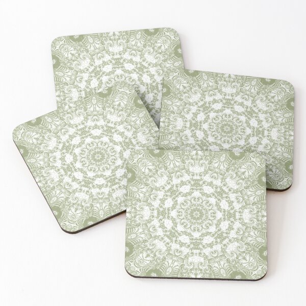 Item preview, Sage Green Intricate Linocut Mandala designed and sold by Kelly Dietrich Mandala & Fractal Art.