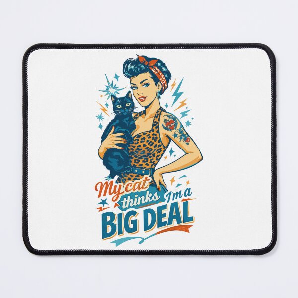 Item preview, Rockabella with cat in retro leopard pin-up style designed and sold by Pineapple-Tree.