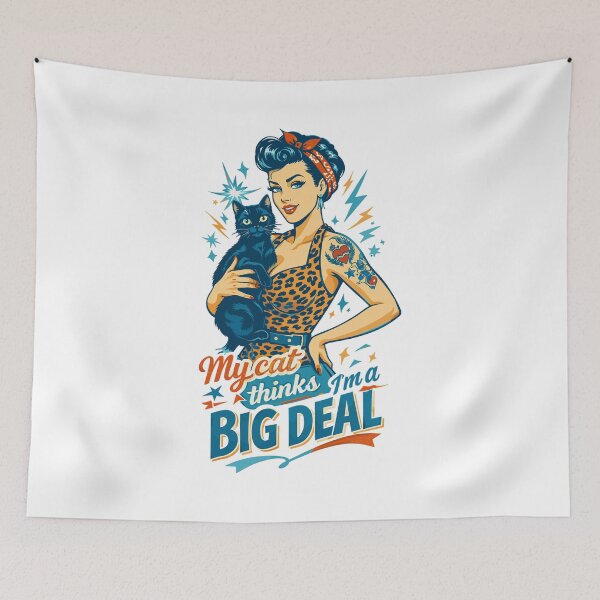 Item preview, Rockabella with cat in retro leopard pin-up style designed and sold by Pineapple-Tree.