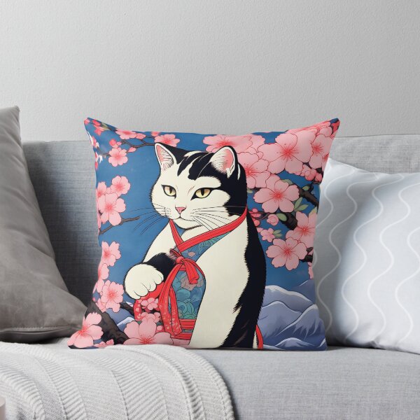 Item preview, Tuxedo Cat Kimono Vintage Japanese Neko Aesthetic Art designed and sold by Catophile.