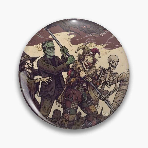 Item preview, Halloween Landing Classic Monsters Graveyard Vintage Art designed and sold by BrainConstip.