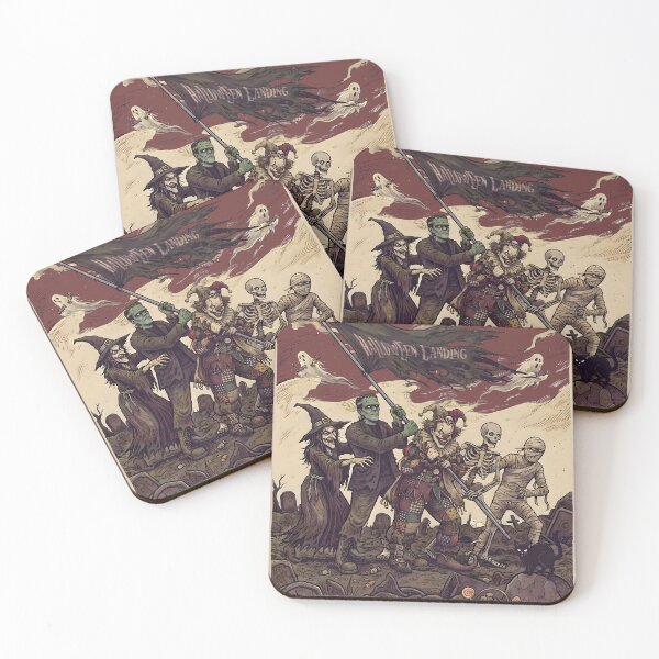 Item preview, Halloween Landing Classic Monsters Graveyard Vintage Art designed and sold by BrainConstip.