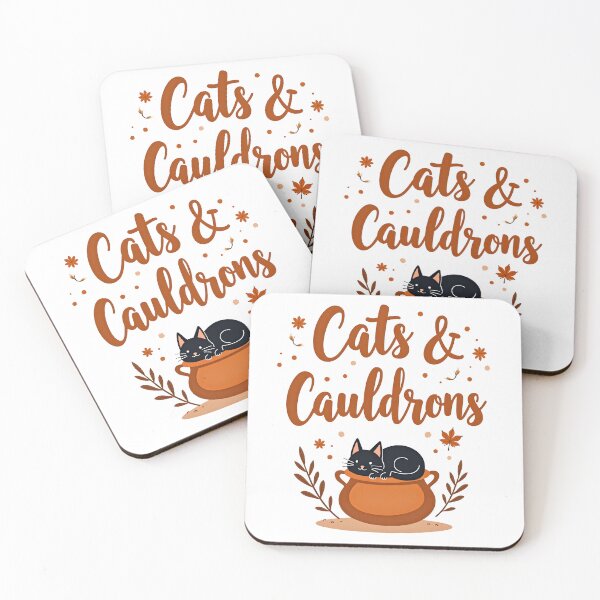 Item preview, cat and cauldrons cute cartoon halloween  designed and sold by Panya-Design.