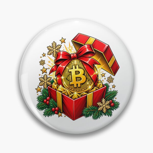 Item preview, Bitcoin Christmas Gift – Golden BTC Coin in Red Present Box designed and sold by LittleDyzell.