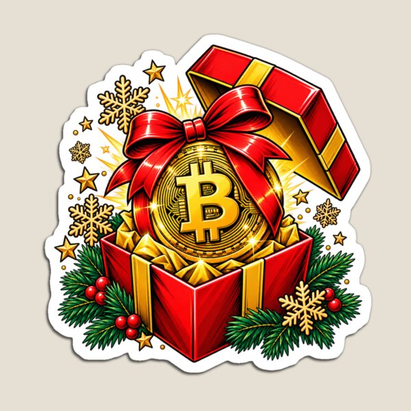 Item preview, Bitcoin Christmas Gift – Golden BTC Coin in Red Present Box designed and sold by LittleDyzell.