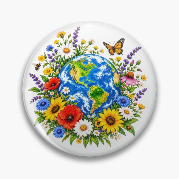 Item preview, Earth Day Floral Globe – Save the Planet Nature & Wildflower Design designed and sold by DreamPixelPrint.