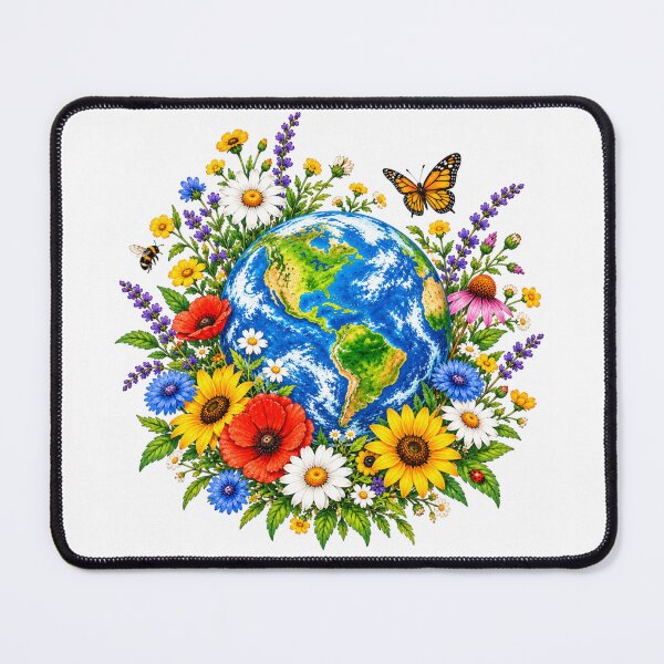 Item preview, Earth Day Floral Globe – Save the Planet Nature & Wildflower Design designed and sold by DreamPixelPrint.