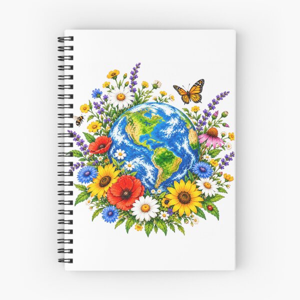 Item preview, Earth Day Floral Globe – Save the Planet Nature & Wildflower Design designed and sold by DreamPixelPrint.