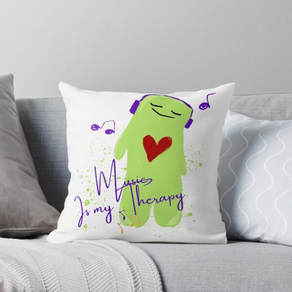 Item preview, Music Is My Therapy | Cute Green Headphones Monster designed and sold by SoftLifeClub.