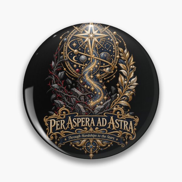 Item preview, Per Aspera Ad Astra Embroidery – Through Hardships to the Stars Celestial Latin Motto Art designed and sold by Emoji Emblems.