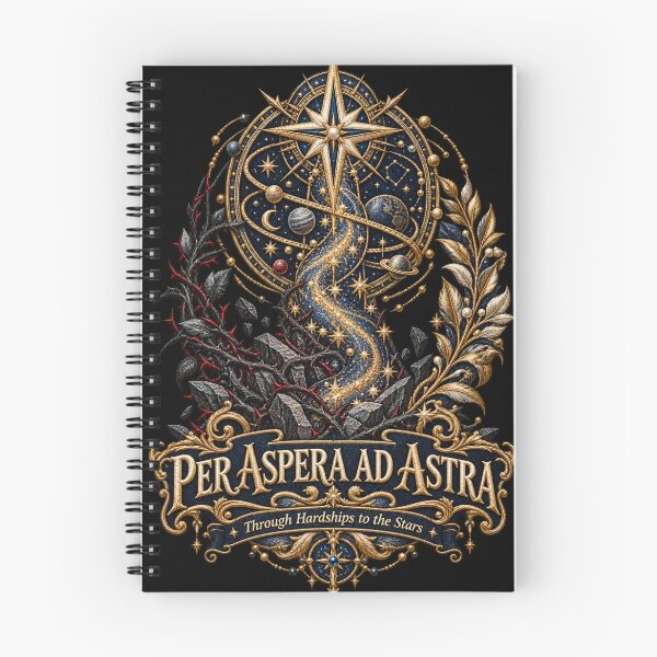Item preview, Per Aspera Ad Astra Embroidery – Through Hardships to the Stars Celestial Latin Motto Art designed and sold by Emoji Emblems.