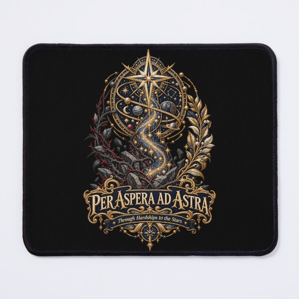 Item preview, Per Aspera Ad Astra Embroidery – Through Hardships to the Stars Celestial Latin Motto Art designed and sold by Emoji Emblems.