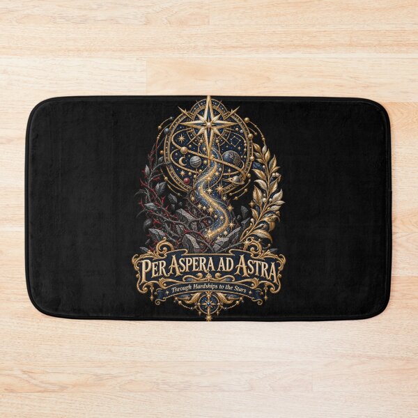 Item preview, Per Aspera Ad Astra Embroidery – Through Hardships to the Stars Celestial Latin Motto Art designed and sold by Emoji Emblems.