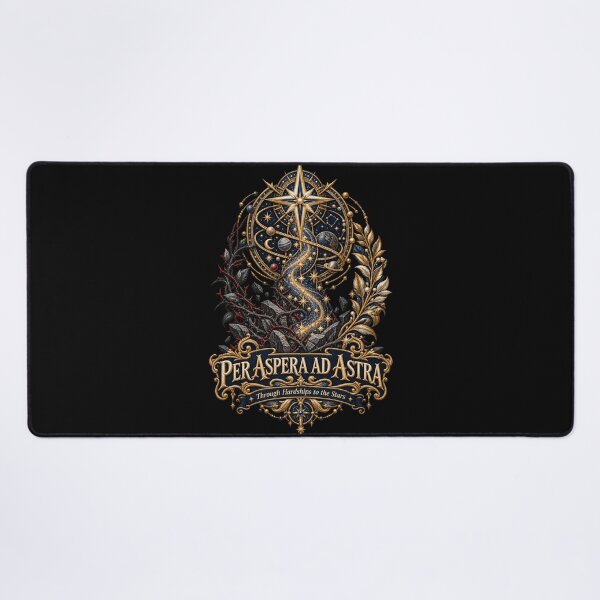 Item preview, Per Aspera Ad Astra Embroidery – Through Hardships to the Stars Celestial Latin Motto Art designed and sold by Emoji Emblems.