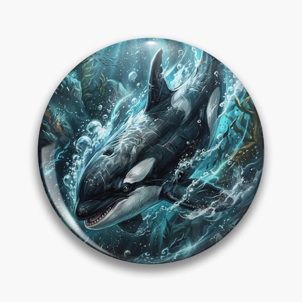 Item preview, Orca Splashing Through a Bright Blue Sea designed and sold by Lucid Dream Pixel.