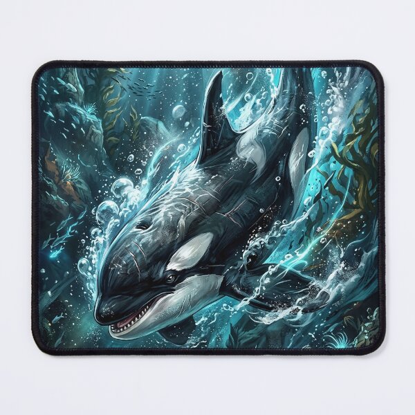 Item preview, Orca Splashing Through a Bright Blue Sea designed and sold by Lucid Dream Pixel.
