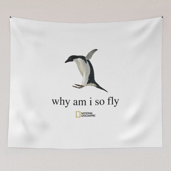 Item preview, National Geographic Why Am I So Fly Penguin Vintage Graphic designed and sold by VelourEmber.