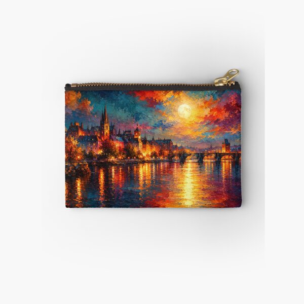 Item preview, Vibrant European Cityscape Moonlit River Painting designed and sold by Joey Santiago.