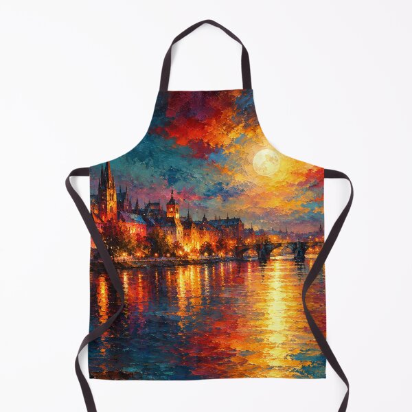 Item preview, Vibrant European Cityscape Moonlit River Painting designed and sold by Joey Santiago.