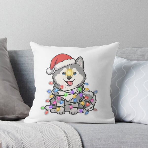 Item preview, Husky Santa Hat Christmas Lights Funny Holiday Dog designed and sold by Bark & Banter.