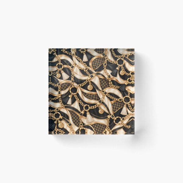 Item preview, Golden Reins — Black Cream & Gold Luxury Baroque Pattern designed and sold by VibnWalls.