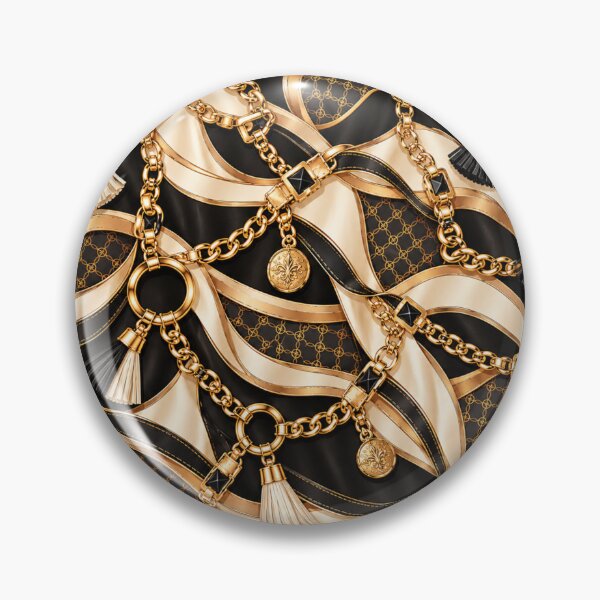 Item preview, Golden Reins — Black Cream & Gold Luxury Baroque Pattern designed and sold by VibnWalls.