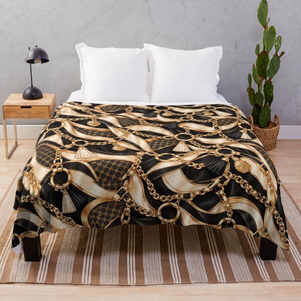 Item preview, Golden Reins — Black Cream & Gold Luxury Baroque Pattern designed and sold by VibnWalls.