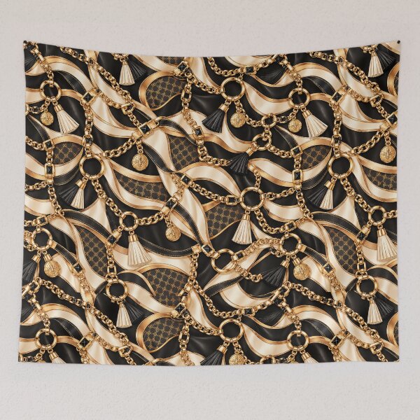 Item preview, Golden Reins — Black Cream & Gold Luxury Baroque Pattern designed and sold by VibnWalls.