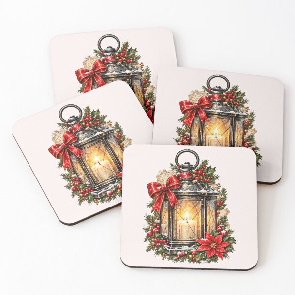 Item preview, An antique lantern illuminates memories among ribbons and holly. designed and sold by Honu2025.