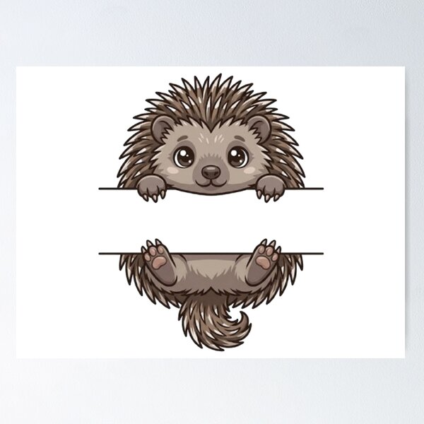 Item preview, Cute Hedgehog Peeking - Kawaii Spiky Pet Monogram designed and sold by PetalsPaws.